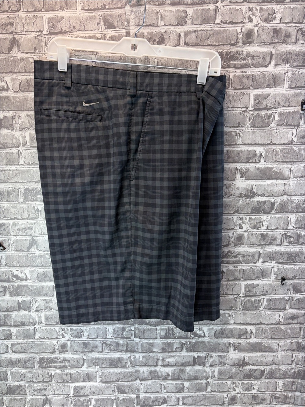 Nike Men’s 
Black and Gray Plaid Athletic Shorts‎